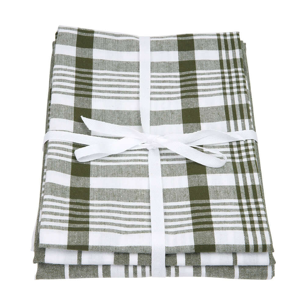 Love Colour Set of 3 Extra Large Tea Towel - Olive Green by Dexam