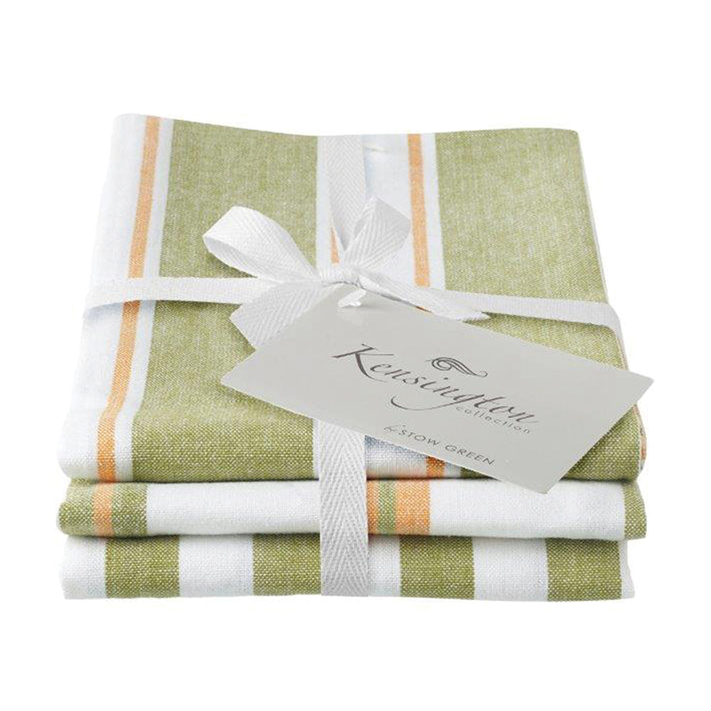 Tea Towels - Kensington Stripe Green - Stow Green - Set of 3