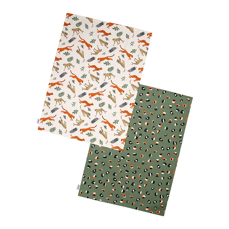 Set of 2 Tea Towels - Leopards by Dexam
