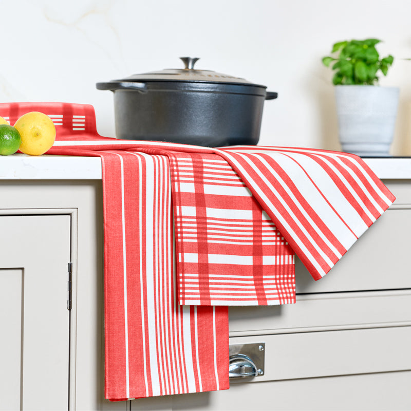 Love Colour Set of 3 Extra Large Tea Towel - Scarlet Red by Dexam