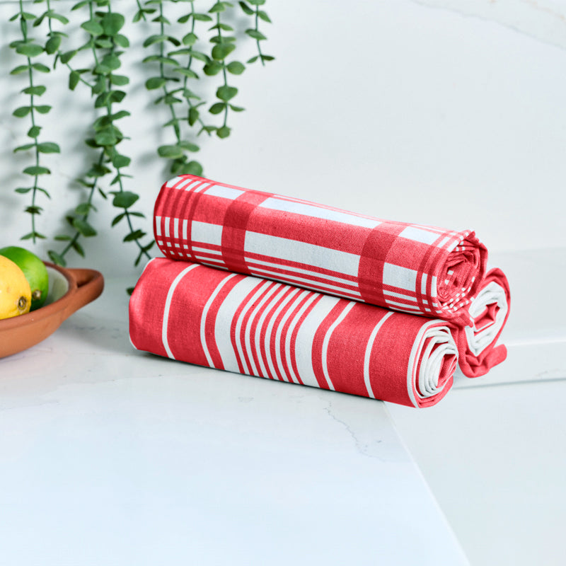 Love Colour Set of 3 Extra Large Tea Towel - Scarlet Red by Dexam