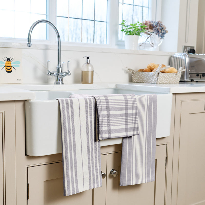 Love Colour Set of 3 Extra Large Tea Towel - Slate Grey by Dexam