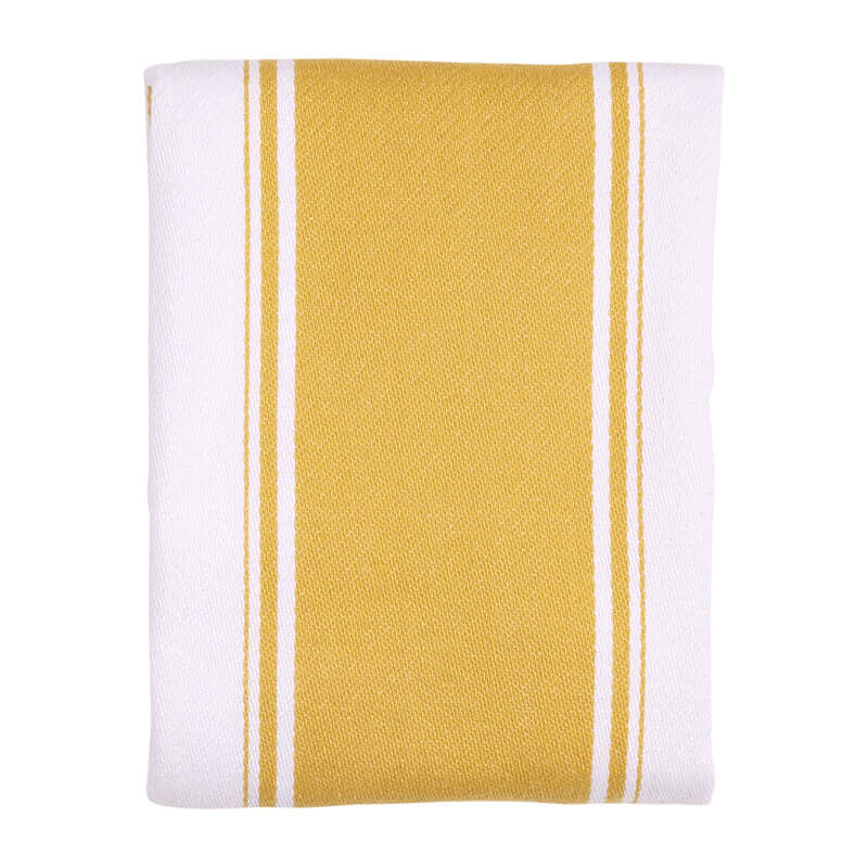 Dexam - Love Colour Tea Towel - Ochre featuring ochre and white stripes, made of soft, durable cotton, 45cm x 70cm.