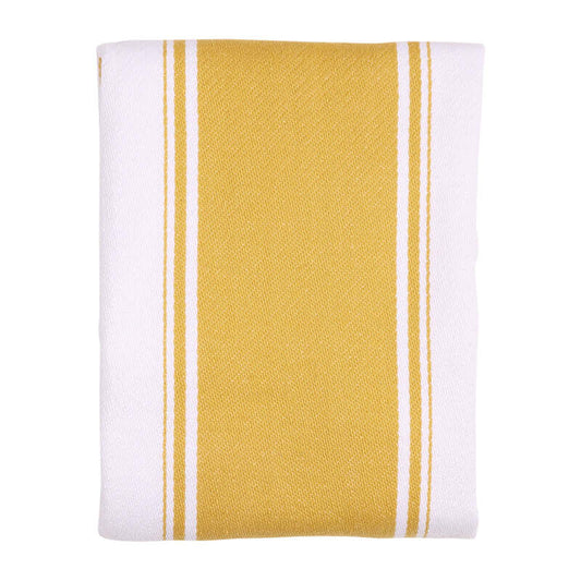 Dexam - Love Colour Tea Towel - Ochre featuring ochre and white stripes, made of soft, durable cotton, 45cm x 70cm.