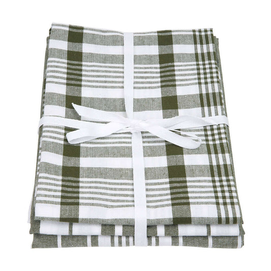 Love Colour Set of 3 Extra Large Tea Towel - Olive Green by Dexam