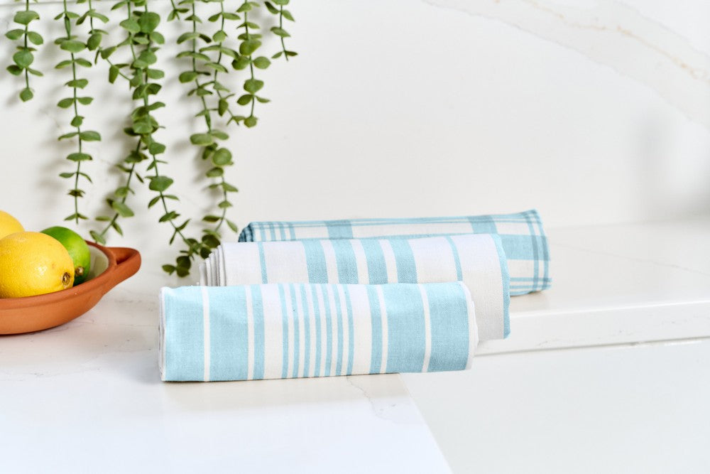 Love Colour Set of 3 Extra Large Tea Towel - Duck Egg by Dexam