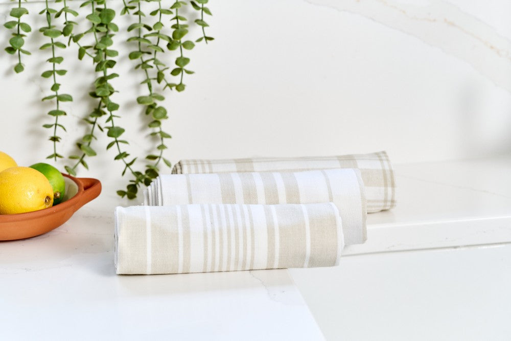 Love Colour Set of 3 Extra Large Tea Towel - Stone by Dexam