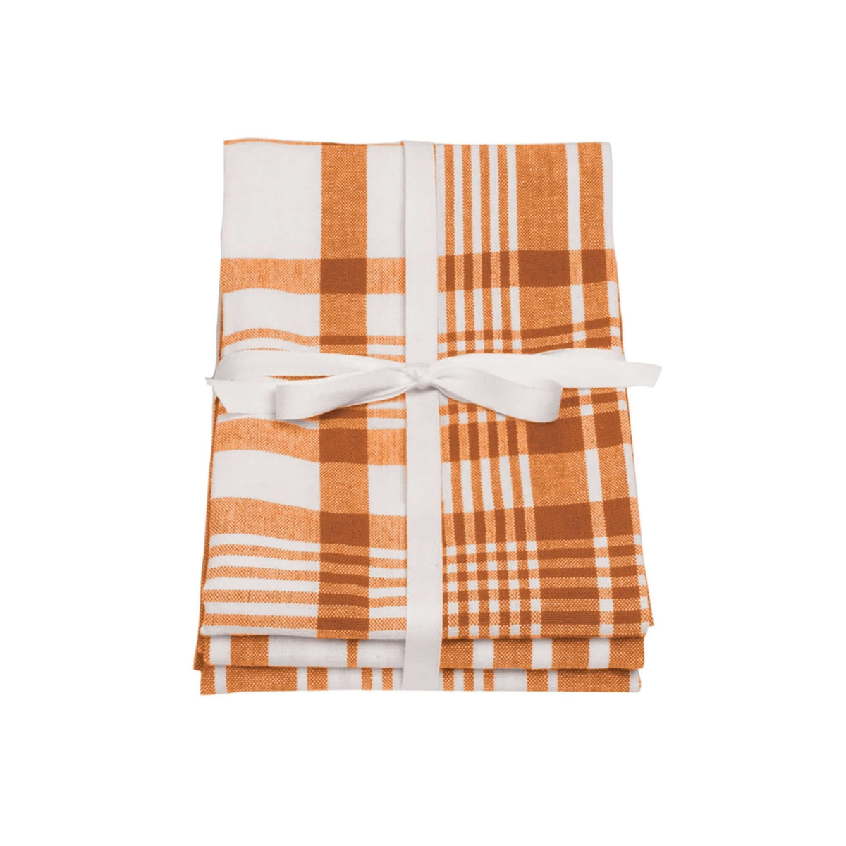 Tea Towel - Dexam - Set of 3 Extra Large - Love Colour - Terracotta with stripe and check designs.