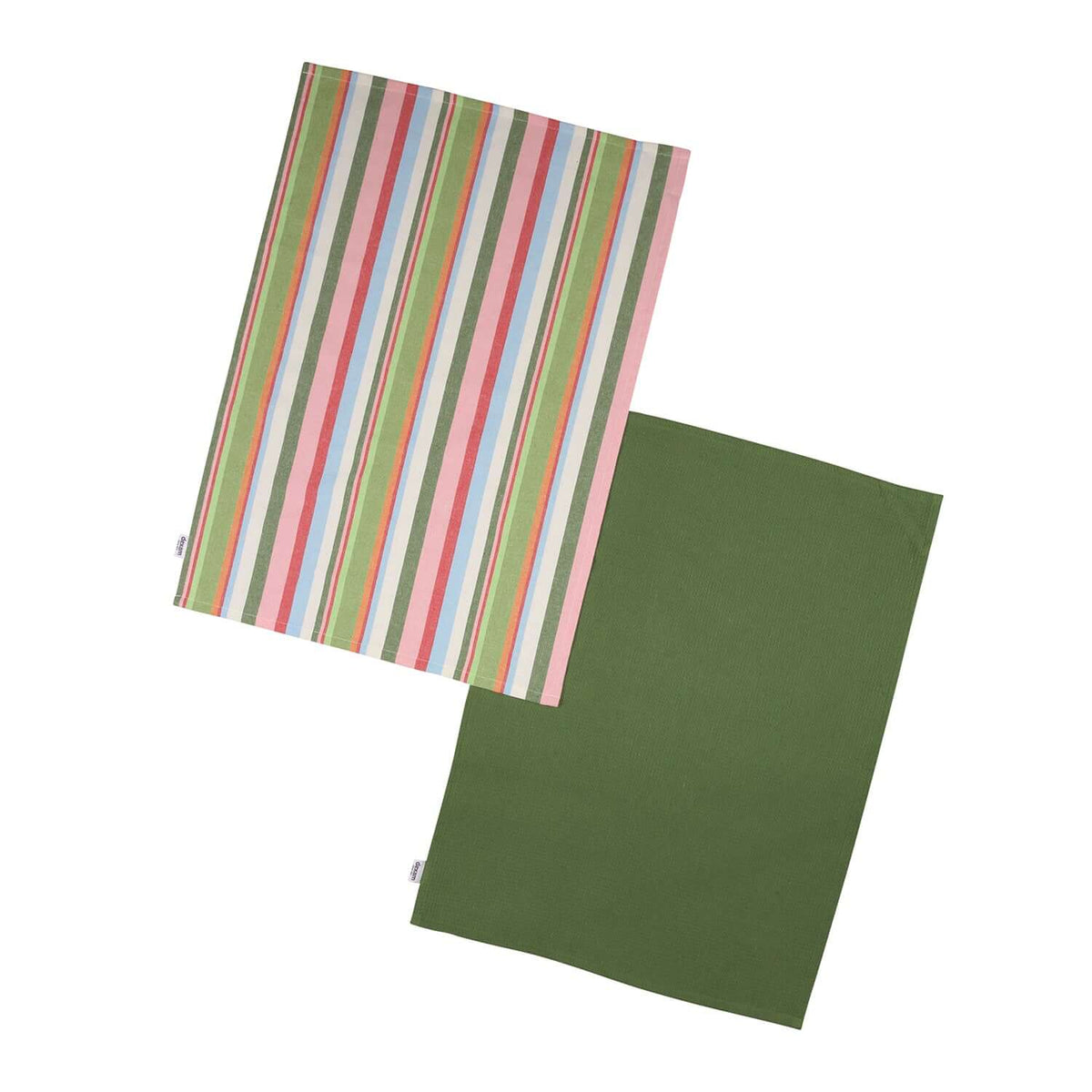 Tea Towels - Set Of 2 Recycled Cotton in Green by Dexam