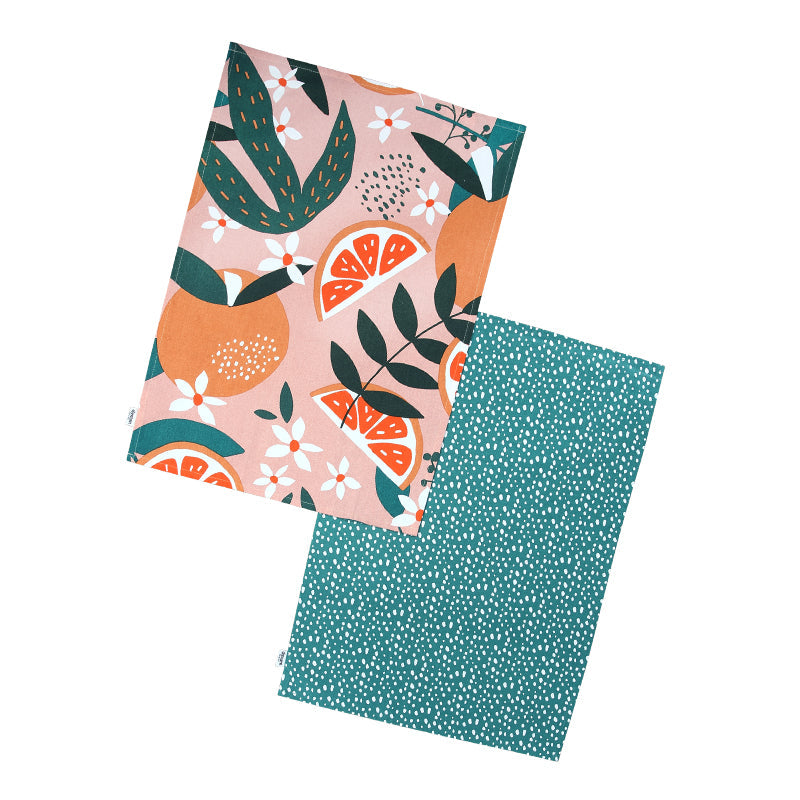 Set of 2 Tea Towels - Exotic Fruit by Dexam