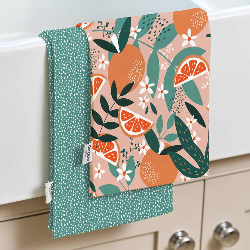 Set of 2 Tea Towels - Exotic Fruit by Dexam