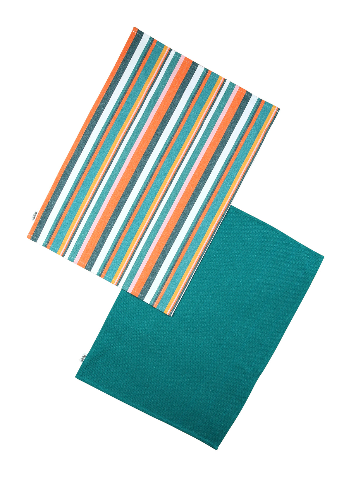 Set Of 2 Recycled Cotton Teal Tea Towels by Dexam