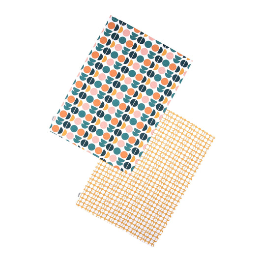 Set of 2 Retro Spot  Tea Towels by Dexam