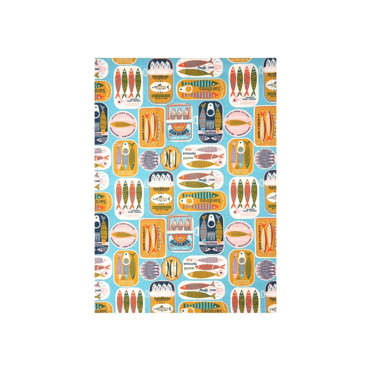 Set of 2 Recycled Tea Towels -  Sardines by Dexam
