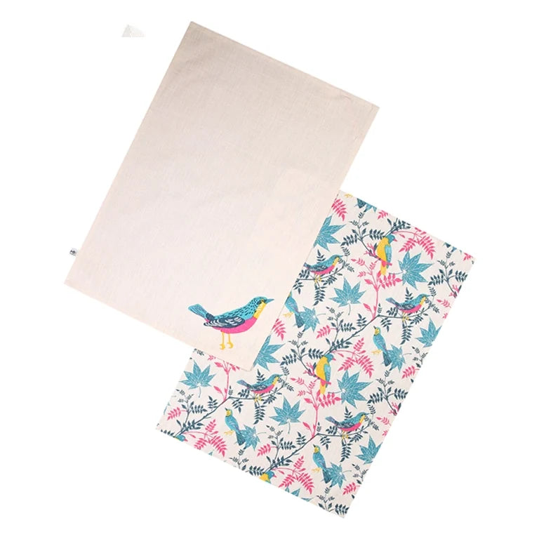Birds - Set of 2 Organic Tea Towels by RHS
