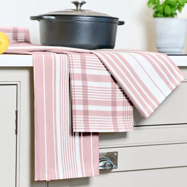 Love Colour Set of 3 Extra Large Tea Towel - Blush Pink by Dexam