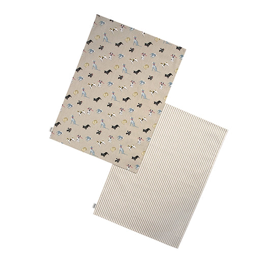 Set of 2 "Woof" Dogs Tea Towels by Dexam
