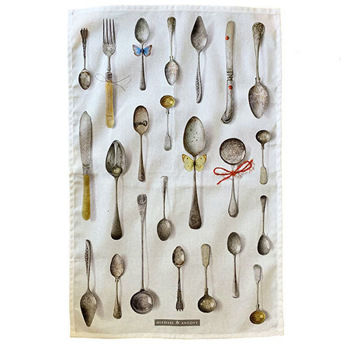 Tea Towel - Michael Angove - Michael Angove White Cutlery Tea Towel