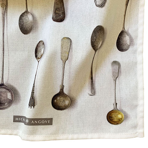 White Cutlery Tea Towel by Michael Angove
