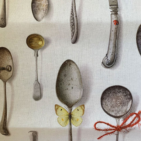 White Cutlery Tea Towel by Michael Angove