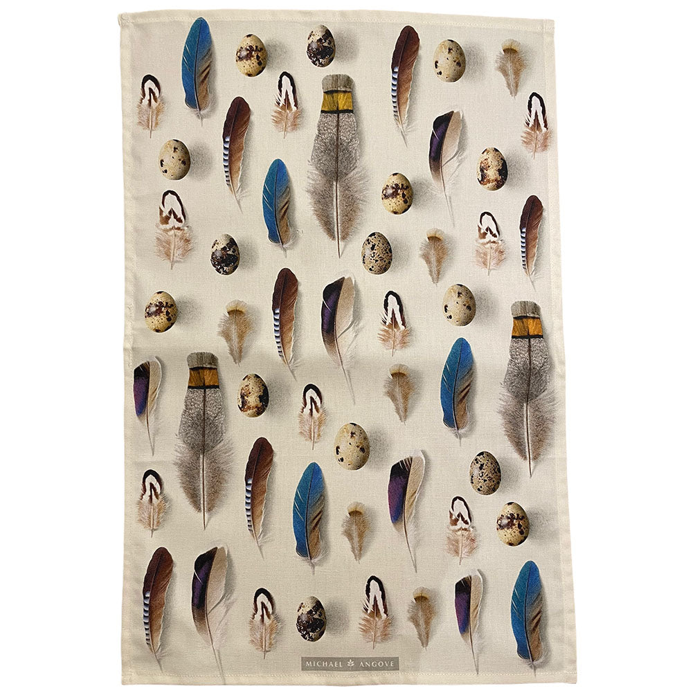 Tea Towel - Michael Angove - Michael Angove Cream Feathers Tea Towel